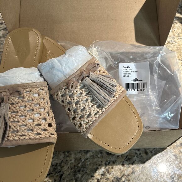 Rag & Co Handcrafted Women CEDAR Woven‎ Suede Slide Flat Sandals 9 New Box Bag - Picture 13 of 16